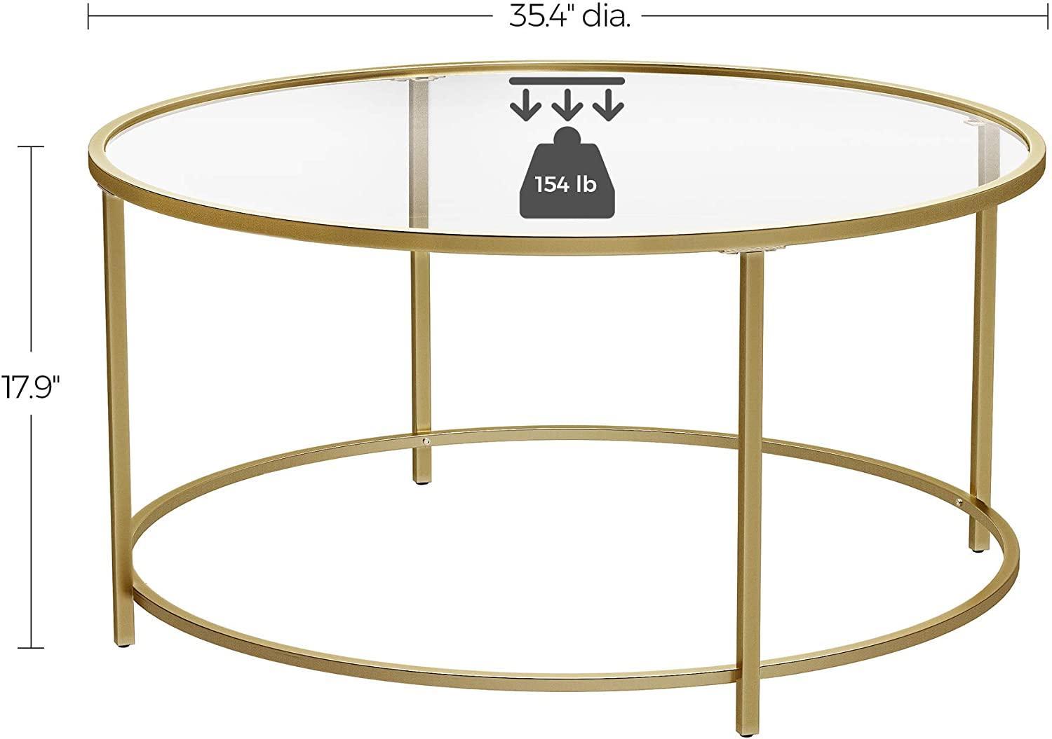 Gold Glass Table with Golden Iron Frame Stable and Robust Tempered Glass - John Cootes