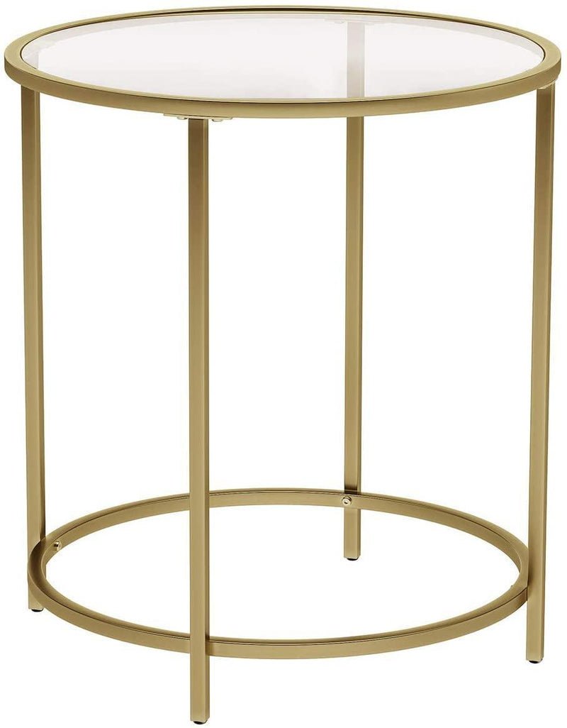 Gold Round Side Table with Golden Metal Frame Robust and Stable - John Cootes