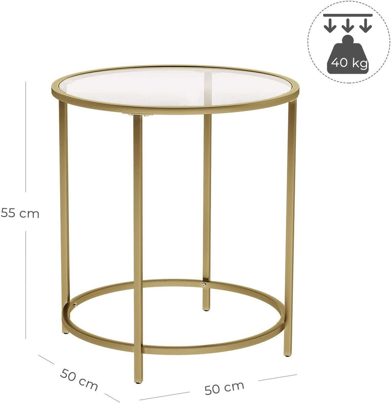 Gold Round Side Table with Golden Metal Frame Robust and Stable - John Cootes