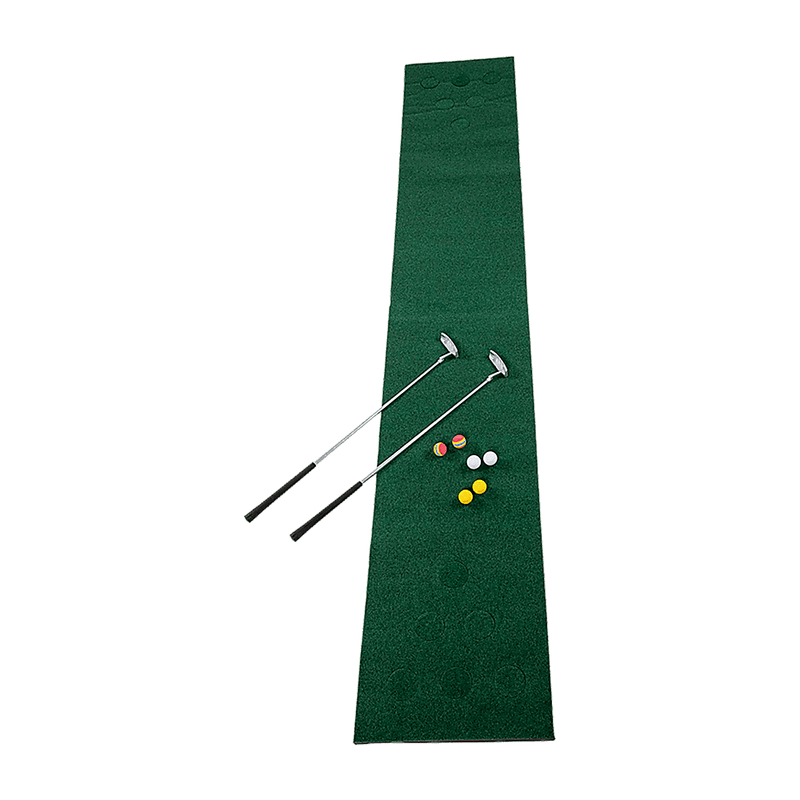 Golf Beer Pong Game Toy Set Green Golf Putting Matt with 2 Putters, 6 Balls - John Cootes