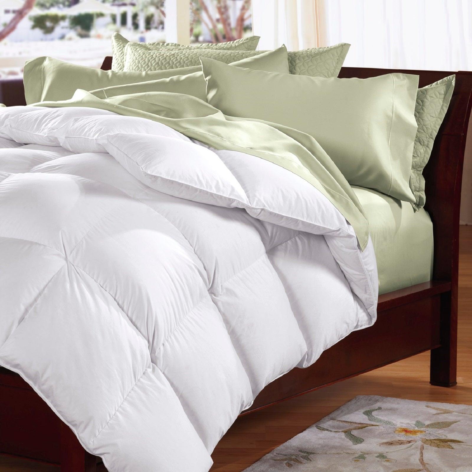 Goose Feather & Down Quilt 500GSM + Goose Feather and Down Pillows 2 Pack Combo - Double - White - John Cootes