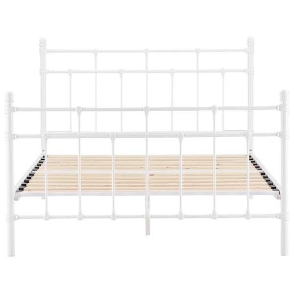 Gracy Double Bed Size Metal Frame Platform Mattress Base - White - John Cootes