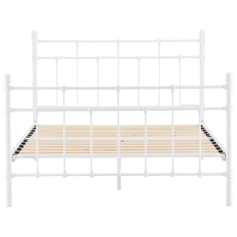 Gracy Double Bed Size Metal Frame Platform Mattress Base - White - John Cootes