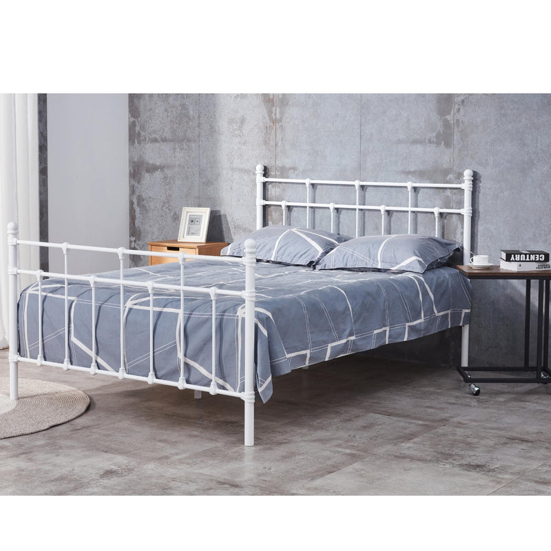 Gracy Double Bed Size Metal Frame Platform Mattress Base - White - John Cootes