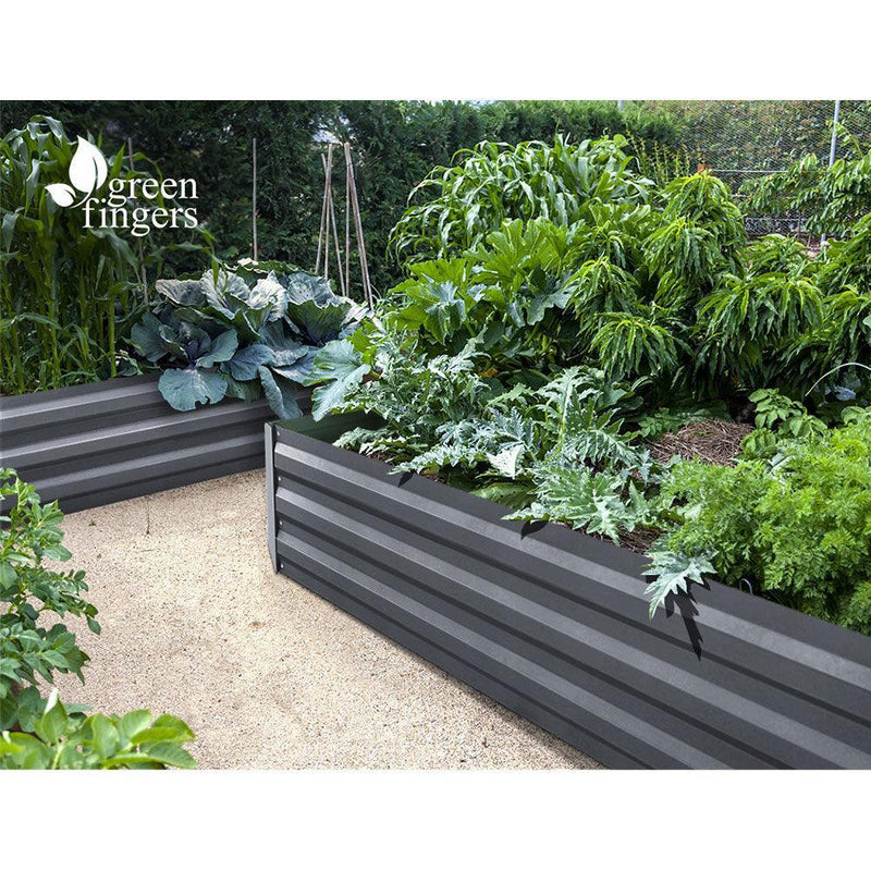 Green Fingers 150 x 90cm Galvanised Steel Garden Bed - Aliminium Grey - John Cootes