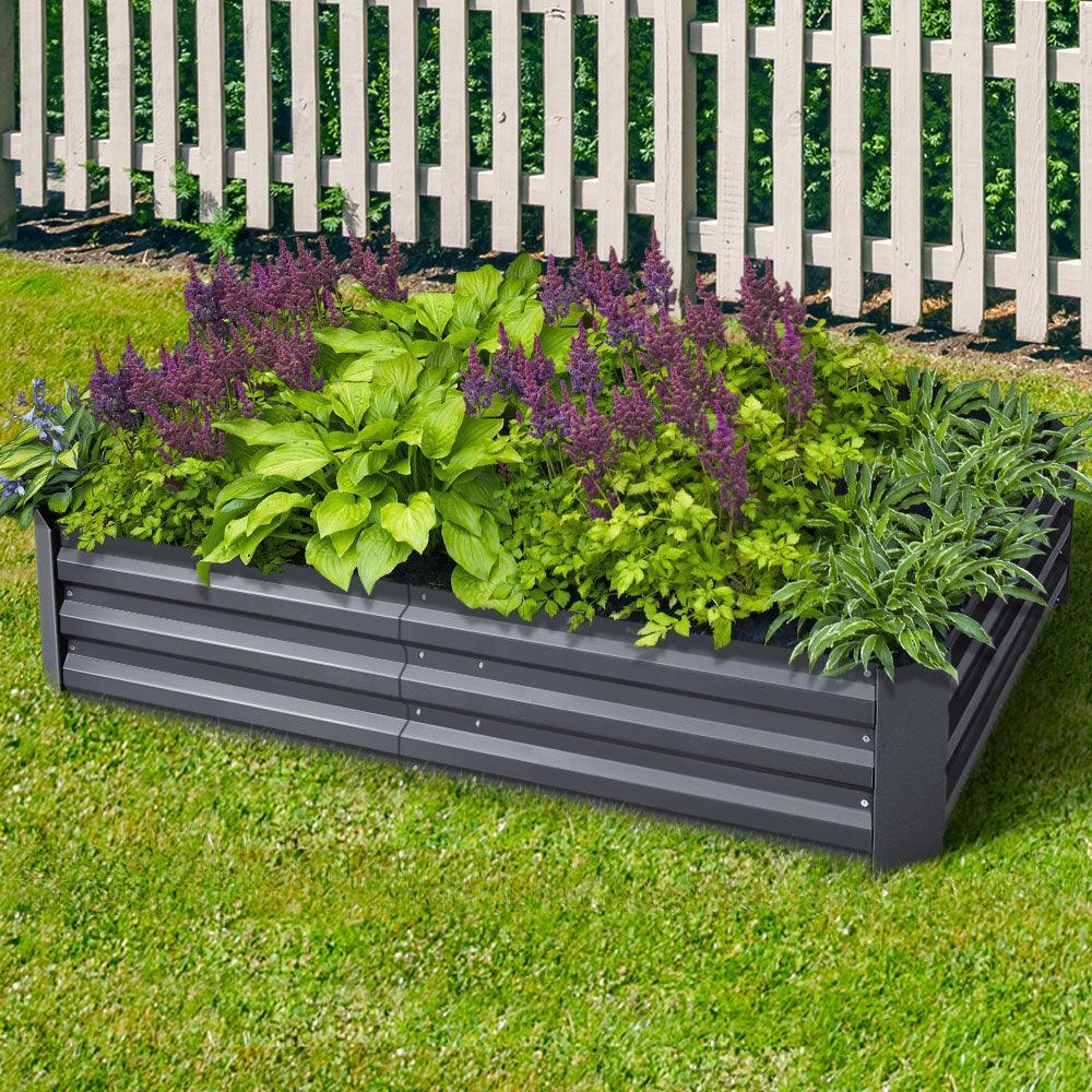 Green Fingers 150 x 90cm Galvanised Steel Garden Bed - Aliminium Grey - John Cootes