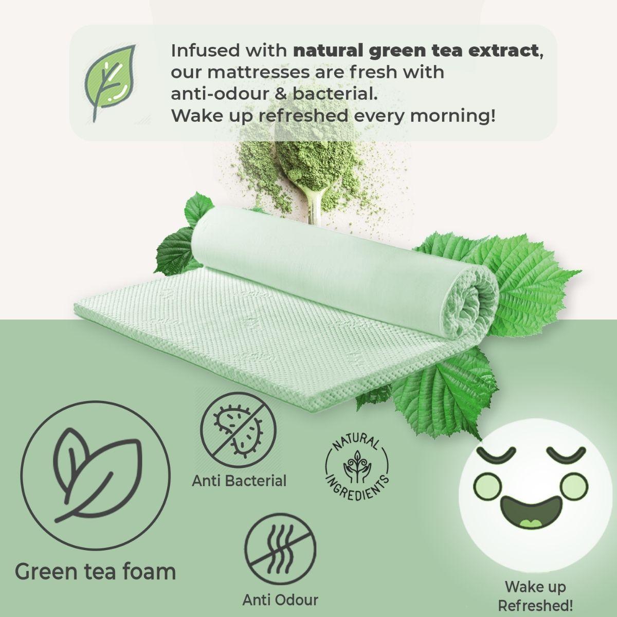 Green Tea Cool Gel Memory Foam Mattress 36cm 5 Zone King Single - John Cootes