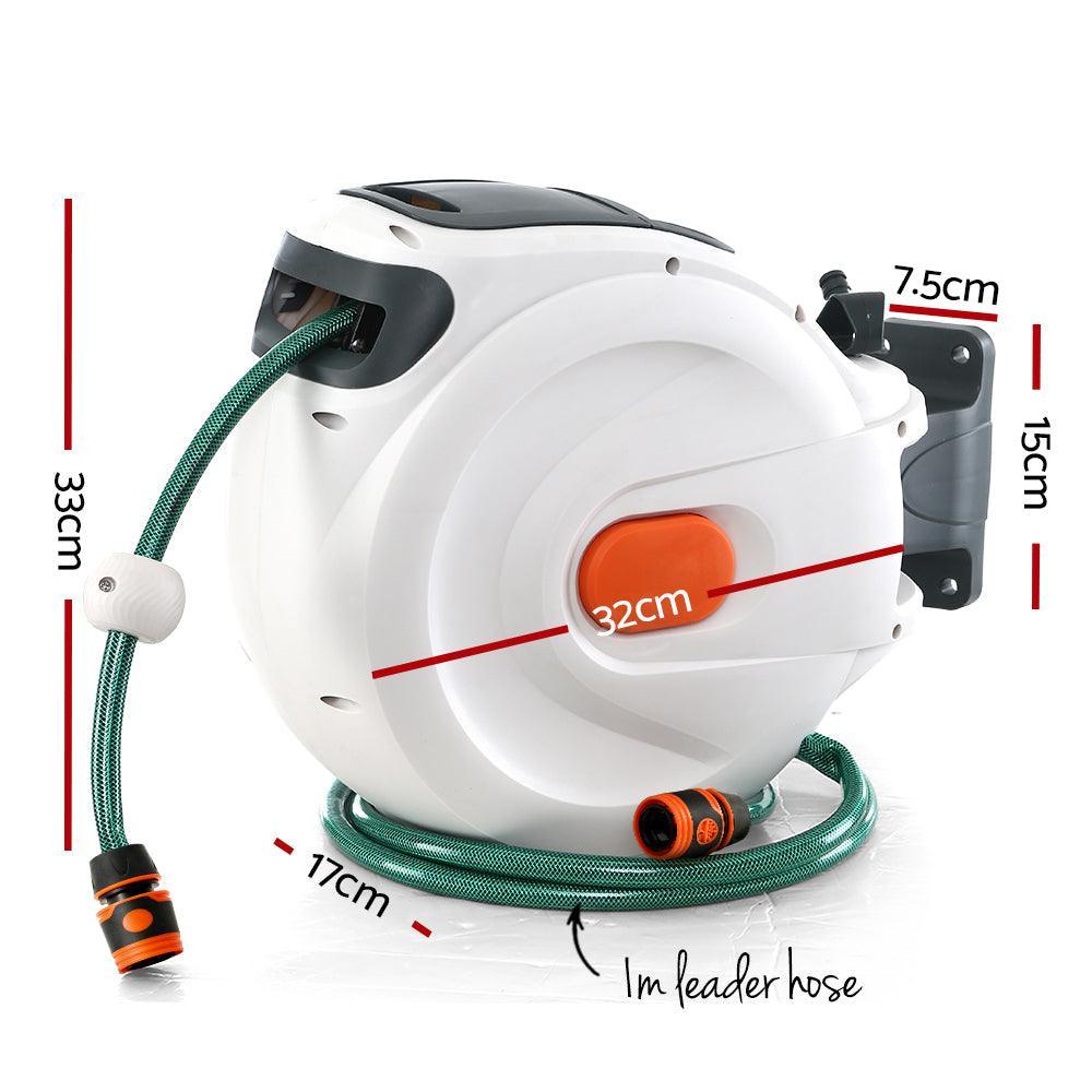 Greenfingers 10M Retractable Water Hose Reel Garden Spray Gun Storage AutoRewind - John Cootes