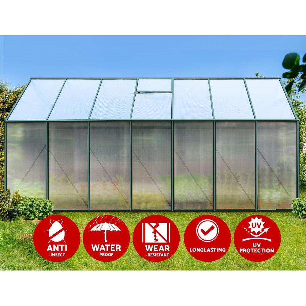 Greenfingers Aluminium Greenhouse Green House Garden Polycarbonate 4.43X2.44M - John Cootes