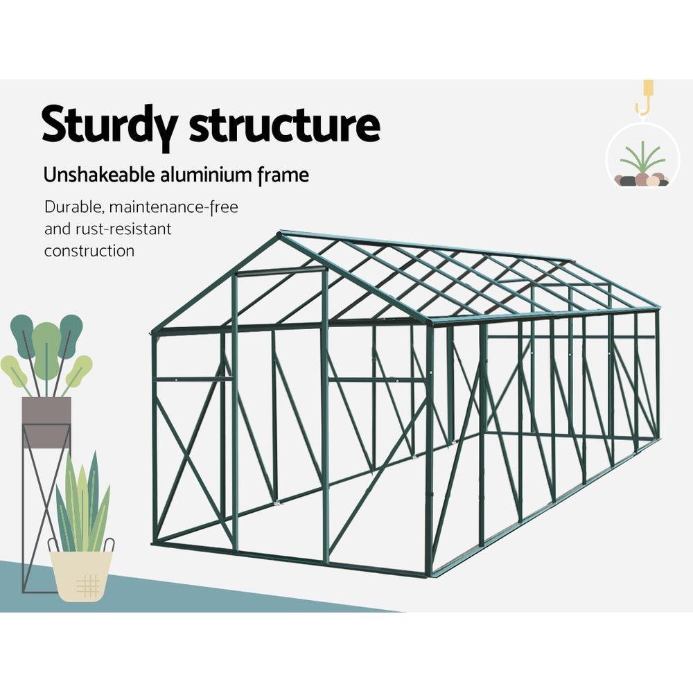 Greenfingers Aluminium Greenhouse Green House Garden Polycarbonate 4.43X2.44M - John Cootes