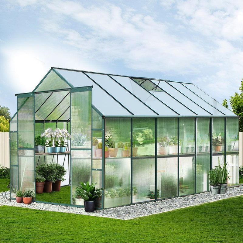 Greenfingers Aluminium Greenhouse Green House Garden Polycarbonate 4.43X2.44M - John Cootes