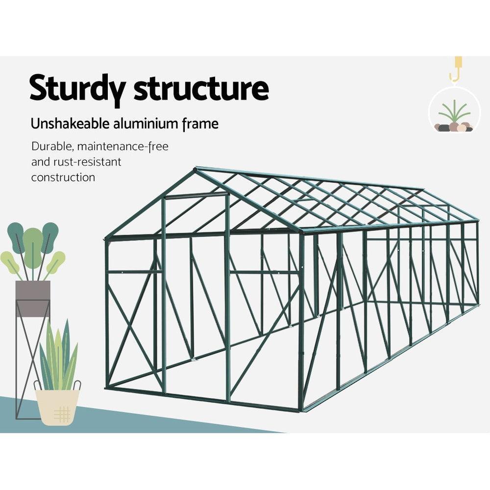 Greenfingers Aluminium Greenhouse Polycarbonate Green House Garden Shed 5.1x2.44M - John Cootes