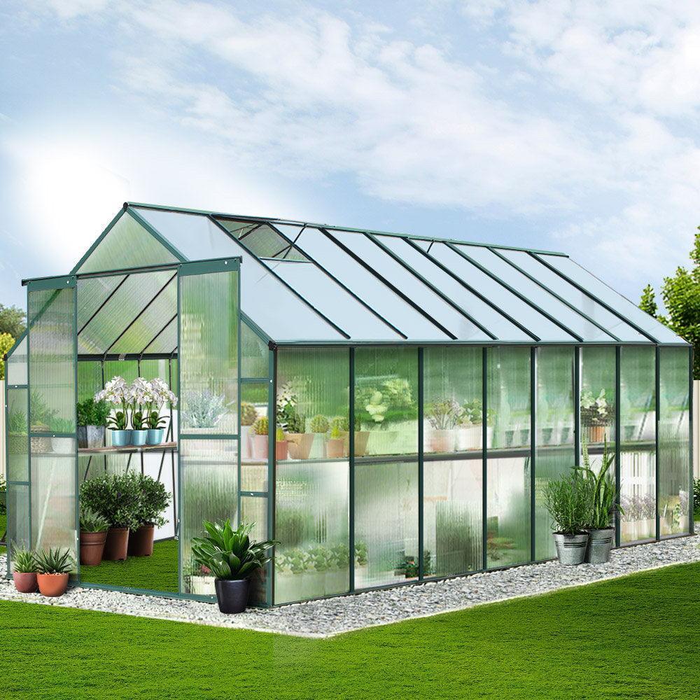 Greenfingers Aluminium Greenhouse Polycarbonate Green House Garden Shed 5.1x2.44M - John Cootes