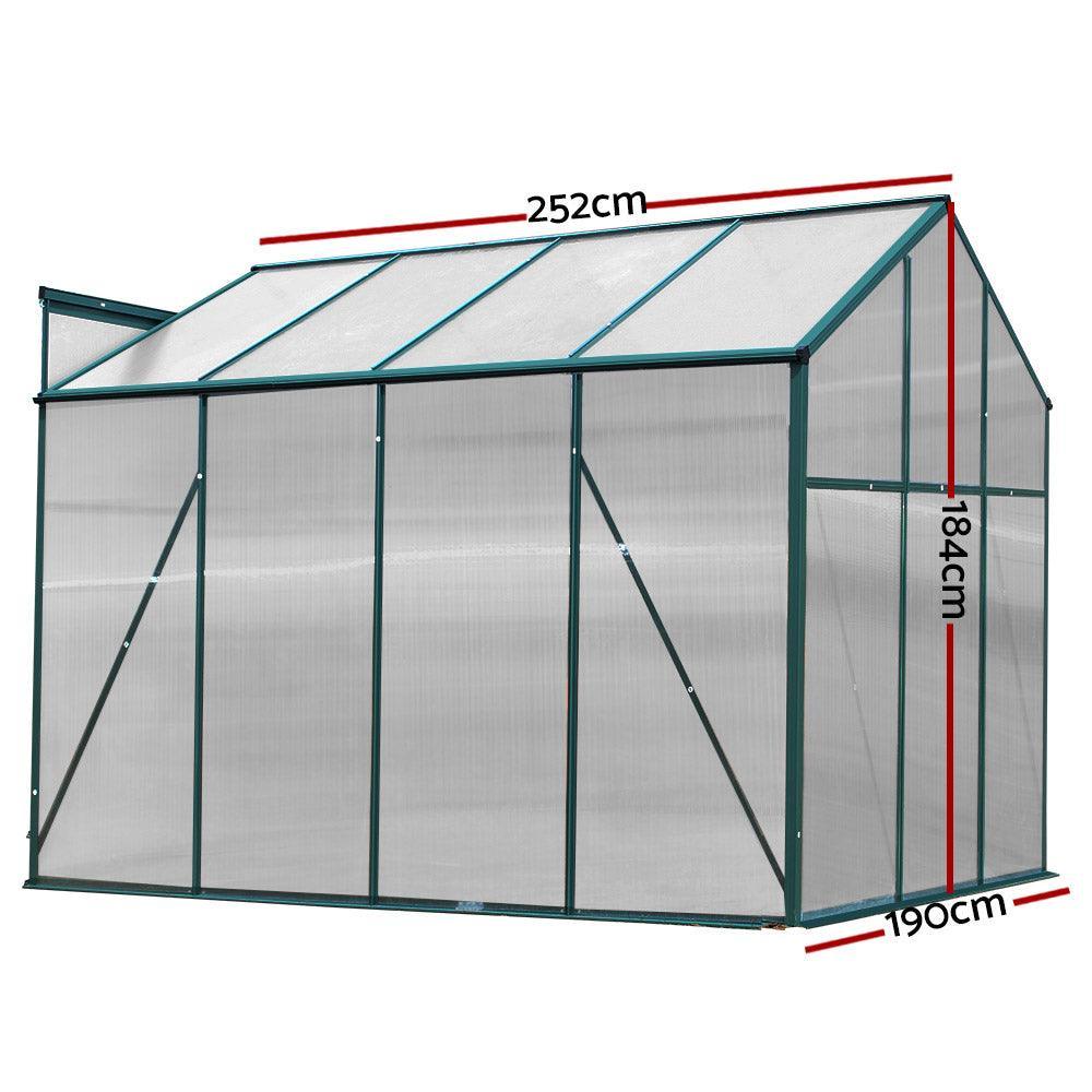 Greenfingers Aluminum Greenhouse Green House Garden Shed Polycarbonate 2.52x1.9M - John Cootes