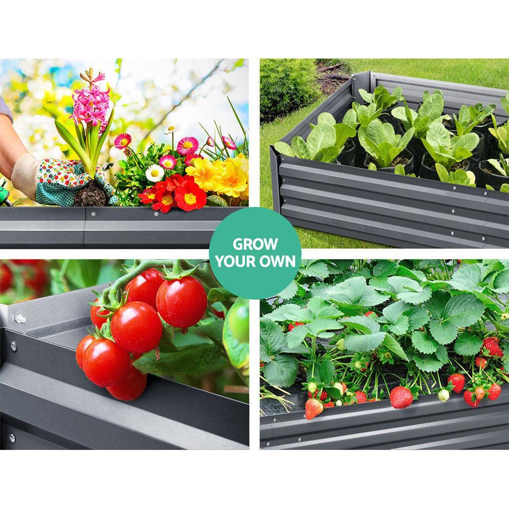 Greenfingers Galvanised Steel Raised Garden Bed Instant Planter 210 x 90 Aluminium - John Cootes