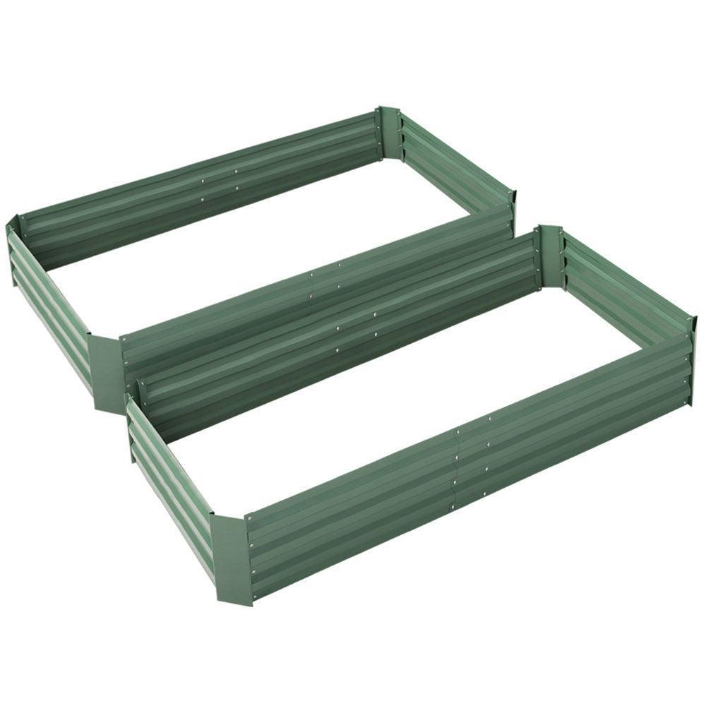 Greenfingers Garden Bed 150cm x 90cm 2x Galvanised Steel Raised Green Planter - John Cootes