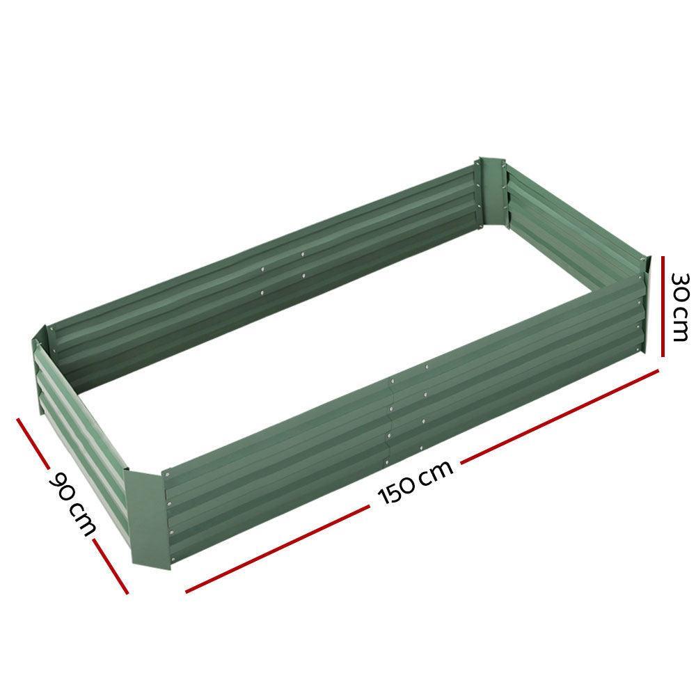 Greenfingers Garden Bed 150cm x 90cm 2x Galvanised Steel Raised Green Planter - John Cootes