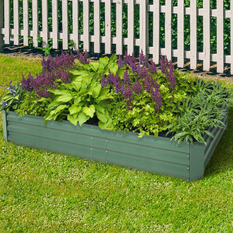 Greenfingers Garden Bed 150cm x 90cm 2x Galvanised Steel Raised Green Planter - John Cootes