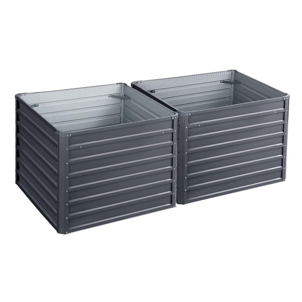 Greenfingers Garden Bed 2PCS 100X100X77CM Galvanised Steel Raised Planter - John Cootes