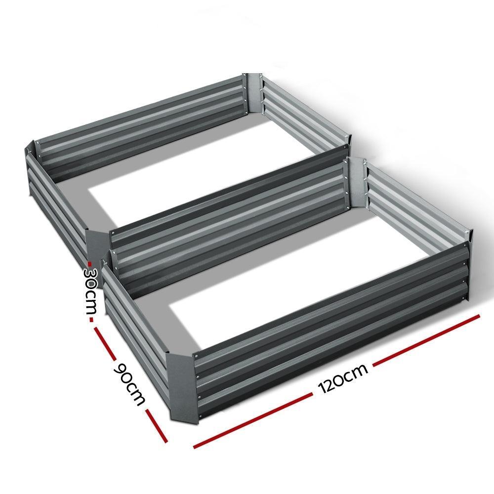 Greenfingers Garden Bed 2PCS 120X90X30CM Galvanised Steel Raised Planter - John Cootes