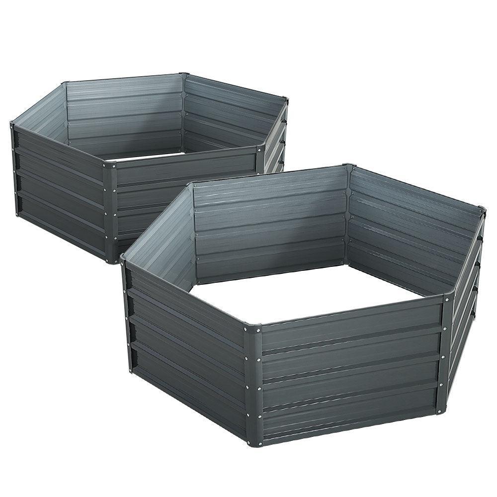 Greenfingers Garden Bed 2PCS 130X130X46CM Galvanised Steel Raised Planter - John Cootes