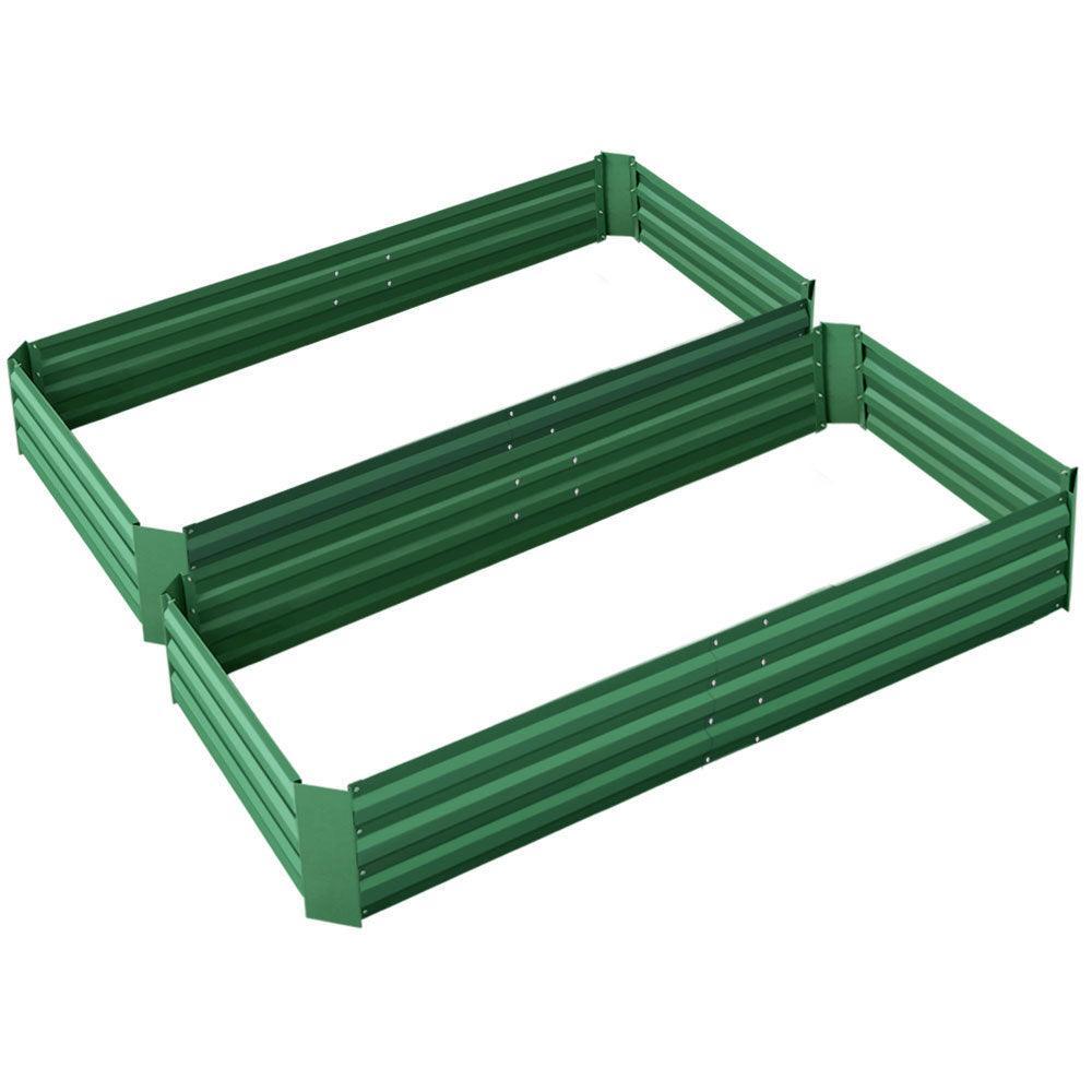 Greenfingers Garden Bed 2PCS 210X90X30cm Galvanised Steel Raised Planter Green - John Cootes