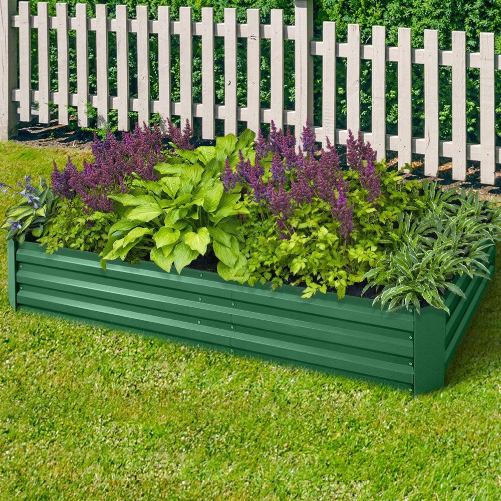 Greenfingers Garden Bed 2PCS 210X90X30cm Galvanised Steel Raised Planter Green - John Cootes