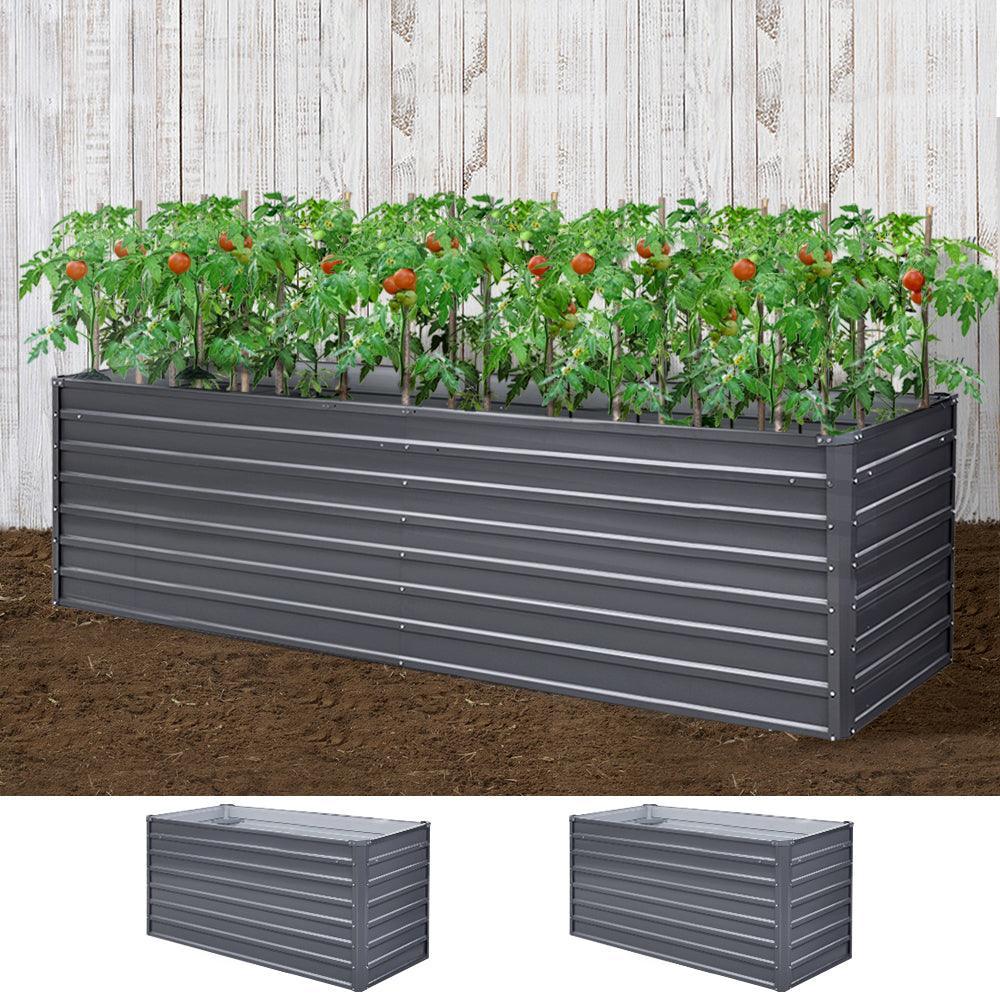 Greenfingers Garden Bed 320 x 80 x 77cm Galvanised Steel Raised Planter 2N1 - John Cootes