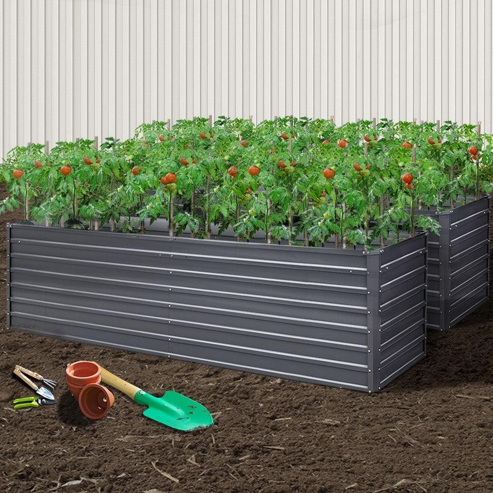 Greenfingers Garden Bed 320 x 80 x 77cm Galvanised Steel Raised Planter 2N1 - John Cootes