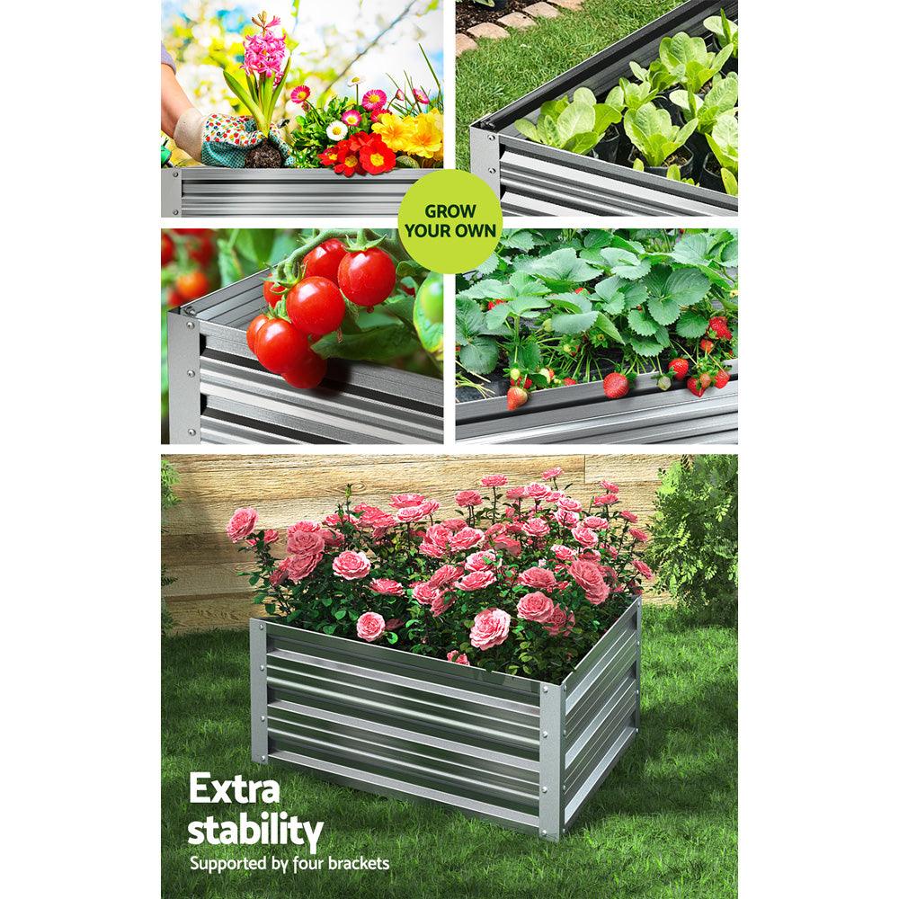 Greenfingers Garden Bed Galvanised Steel Raised Planter Vegetable 86x86x30cm - John Cootes