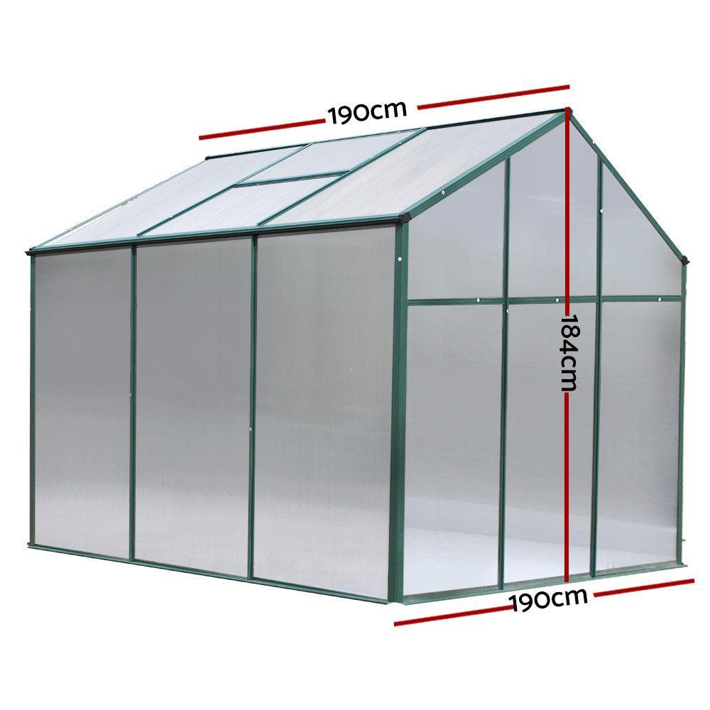 Greenfingers Greenhouse Aluminum Green House Garden Shed Polycarbonate 1.9x1.9M - John Cootes