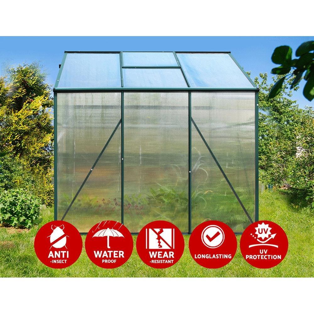 Greenfingers Greenhouse Aluminum Green House Garden Shed Polycarbonate 1.9x1.9M - John Cootes