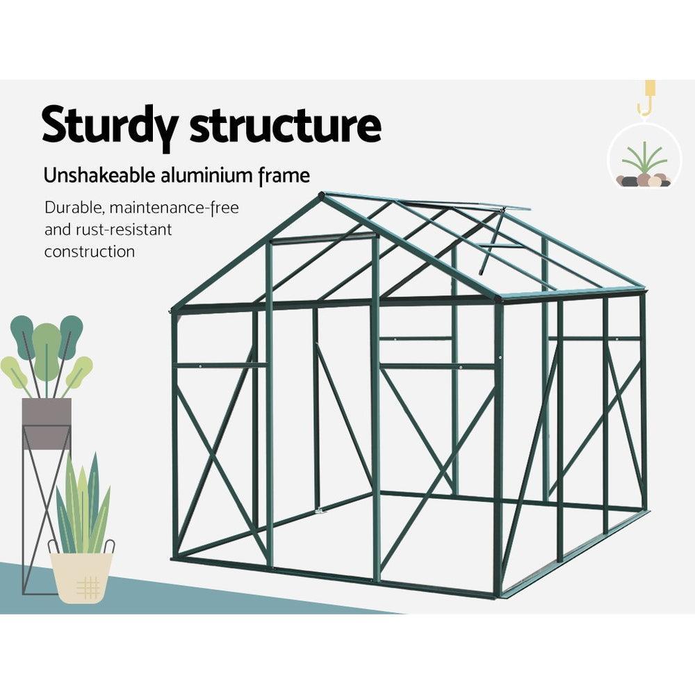 Greenfingers Greenhouse Aluminum Green House Garden Shed Polycarbonate 1.9x1.9M - John Cootes