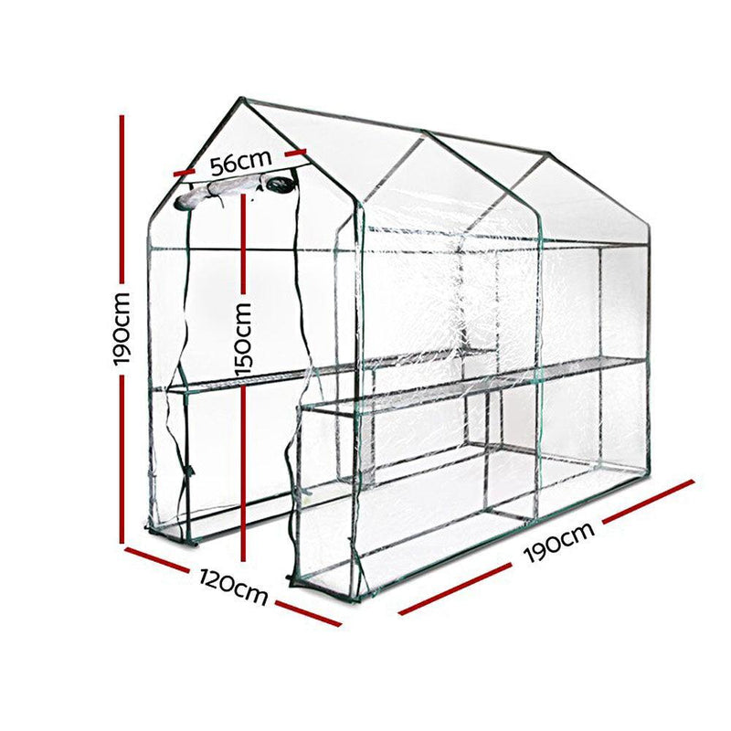 Greenfingers Greenhouse Garden Shed Green House 1.9X1.2M Storage Greenhouses Clear - John Cootes