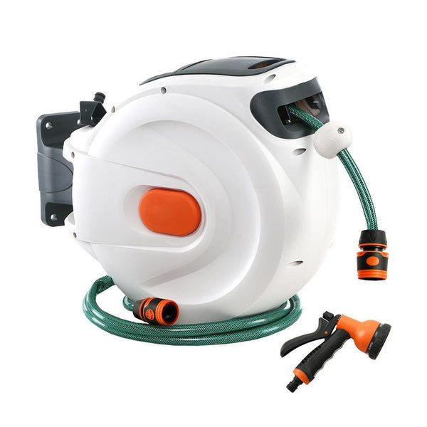 Retractable Garden Hose Reel with 10m and 10m Hose