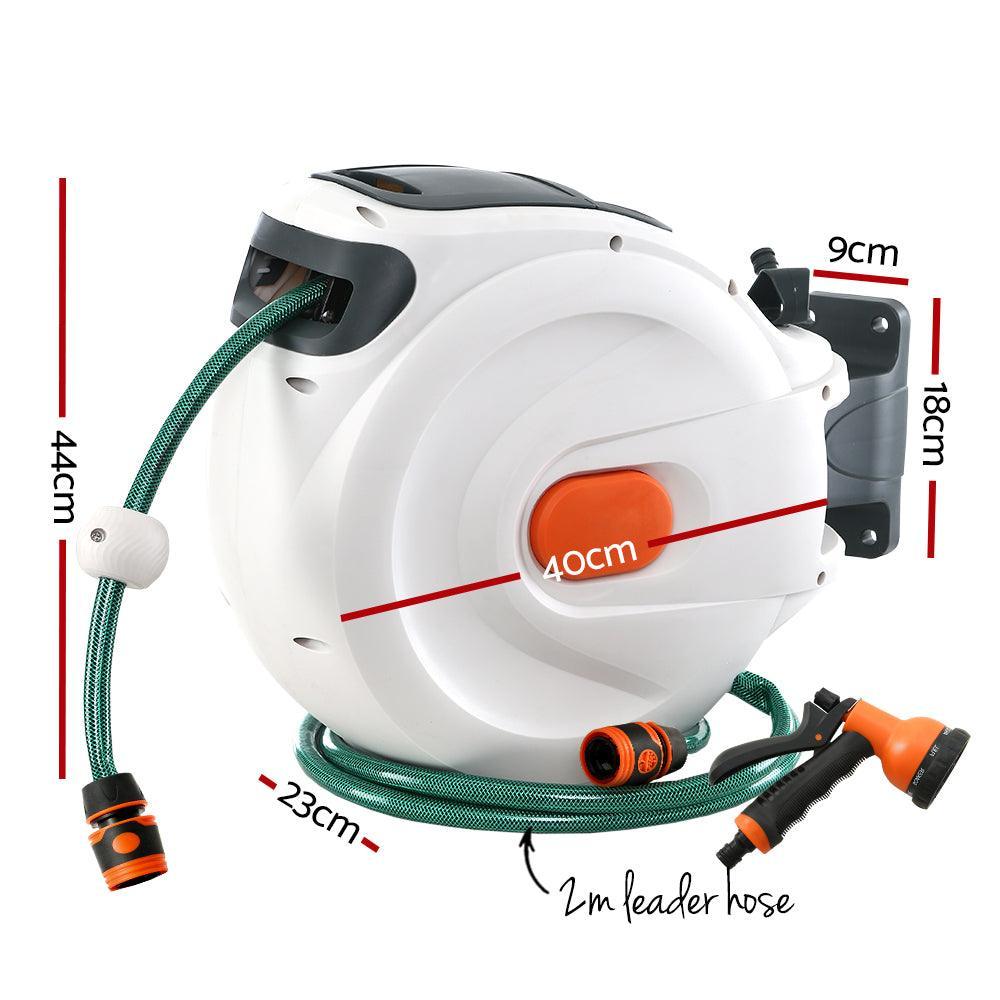 Greenfingers Retractable Hose Reel 30M Garden Water Spray Gun Auto Rewind - John Cootes