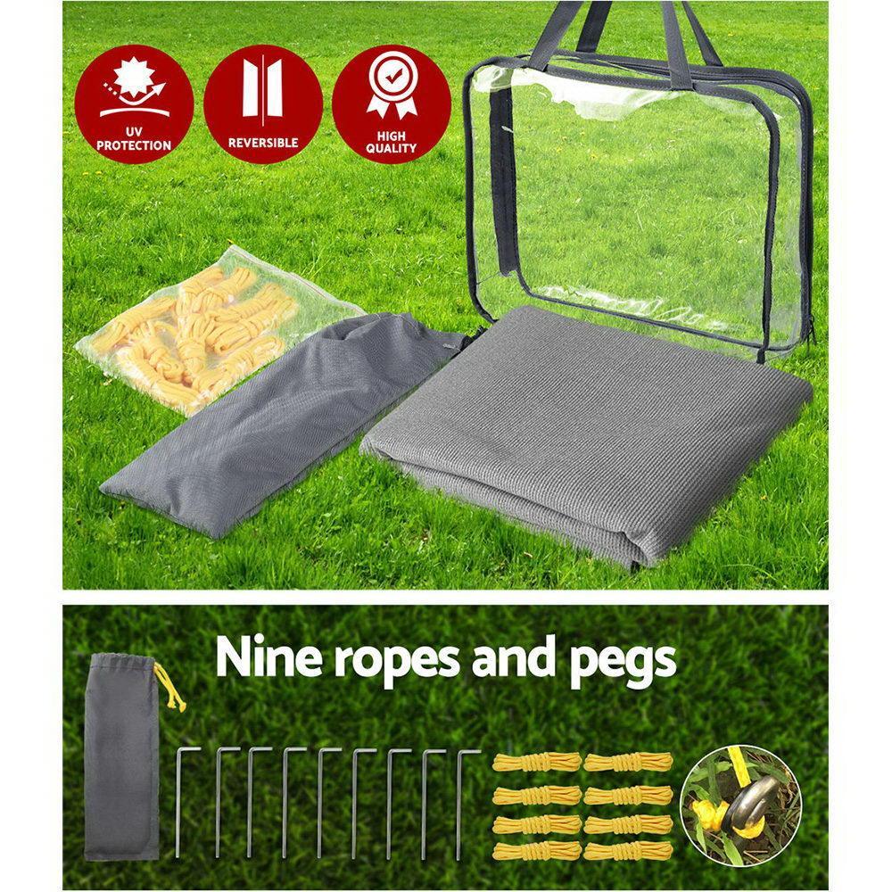 Grey Caravan Privacy Screen 1.95 x 2.2M End Wall Side Sun Shade Roll Out Awning - John Cootes