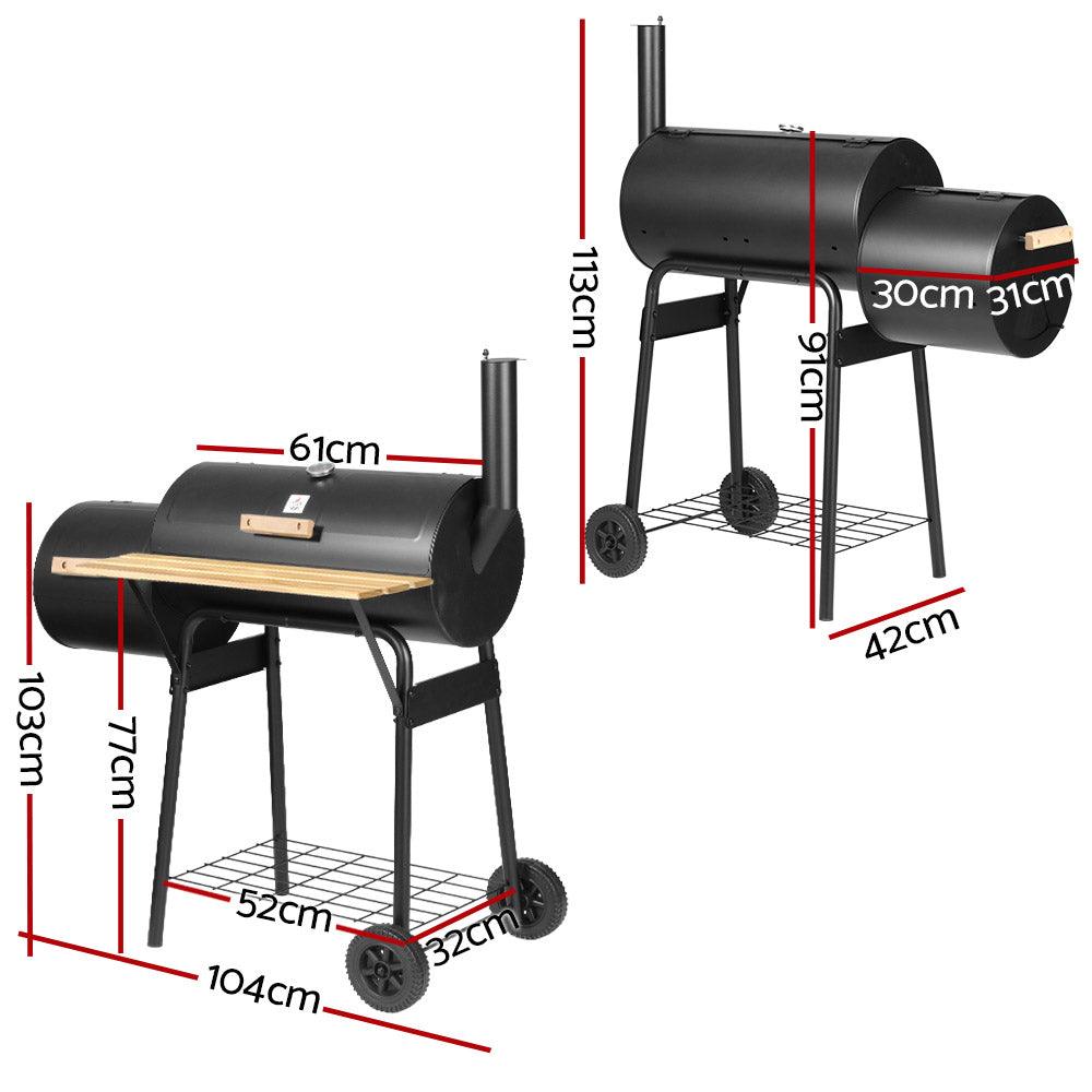 Grillz 2-in-1 Offset BBQ Smoker - Black - John Cootes