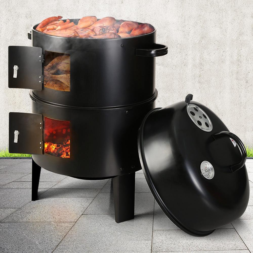 Grillz 3-in-1 Charcoal BBQ Smoker - Black - John Cootes