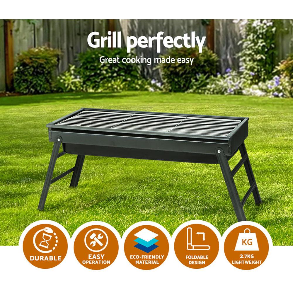 Grillz Charcoal BBQ Grill Smoker Portable Barbecue Outdoor Foldable Camping - John Cootes