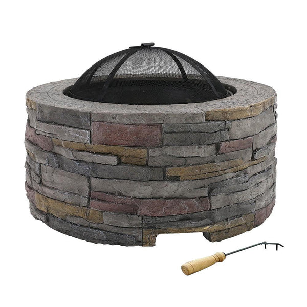 Grillz Fire Pit Outdoor Table Charcoal Fireplace Garden Firepit Heater - John Cootes