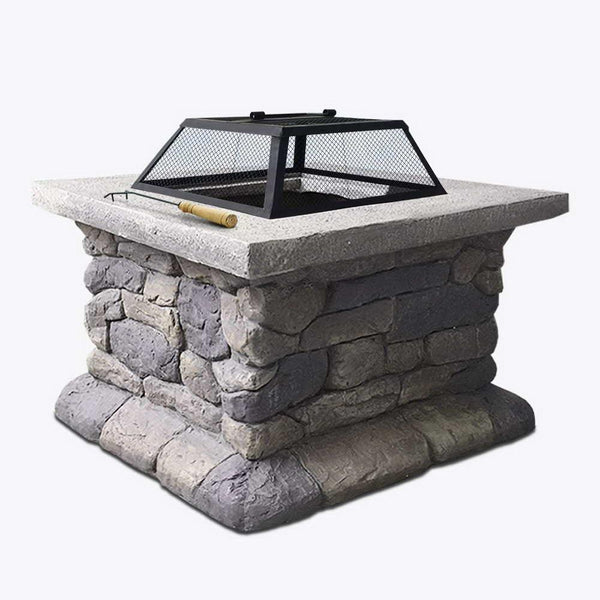 Grillz Fire Pit Table Outdoor Charcoal Camping Garden Rustic Fireplace - John Cootes