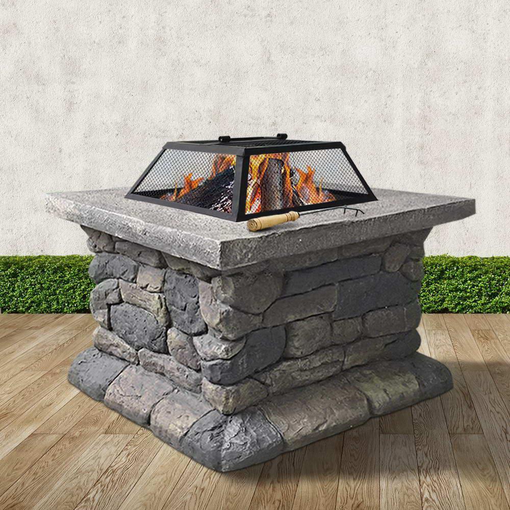 Grillz Fire Pit Table Outdoor Charcoal Camping Garden Rustic Fireplace - John Cootes