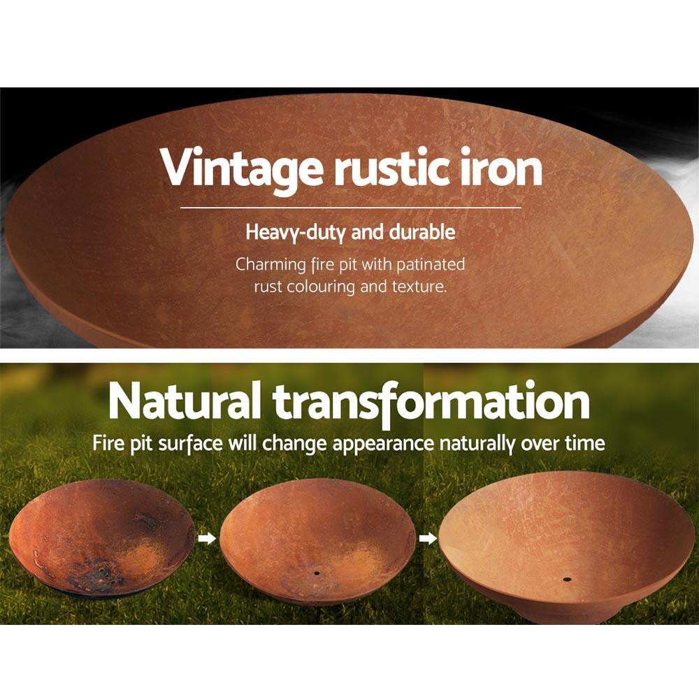Grillz Outdoor Fire Pit Garden Charcoal Fireplace Patio Heater Vintage Pits 80CM - John Cootes