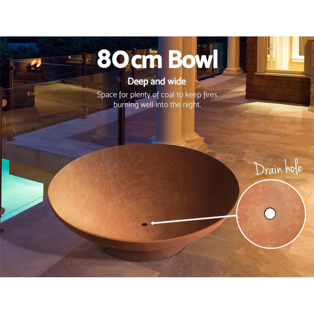 Grillz Outdoor Fire Pit Garden Charcoal Fireplace Patio Heater Vintage Pits 80CM - John Cootes