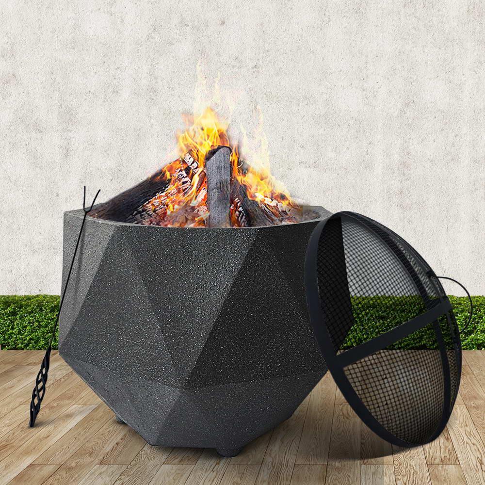 Grillz Outdoor Portable Fire Pit Bowl Wood Burning Patio Oven Heater Fireplace - John Cootes