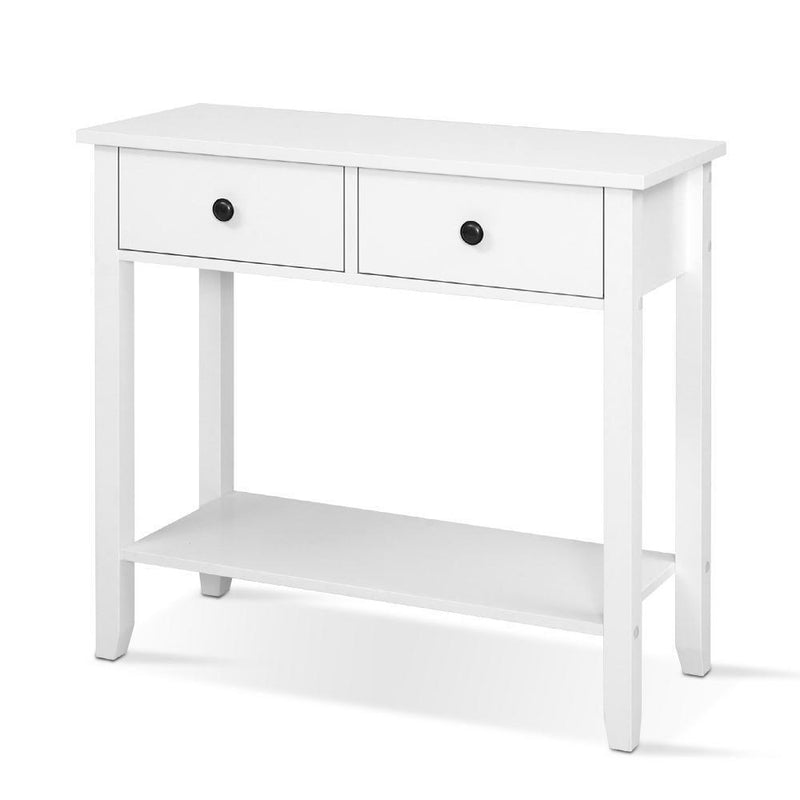 Hallway Console Table Hall Side Entry 2 Drawers Display White Desk Furniture - John Cootes