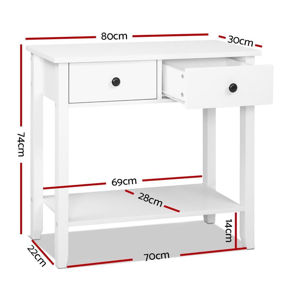 Hallway Console Table Hall Side Entry 2 Drawers Display White Desk Furniture - John Cootes