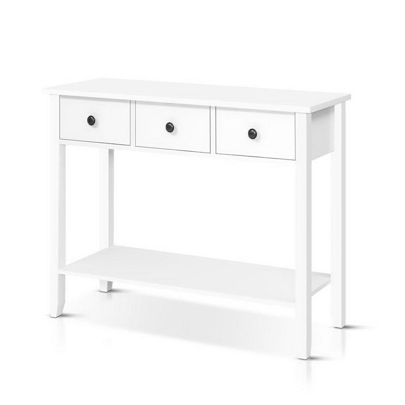 Hallway Console Table Hall Side Entry 3 Drawers Display White Desk Furniture - John Cootes