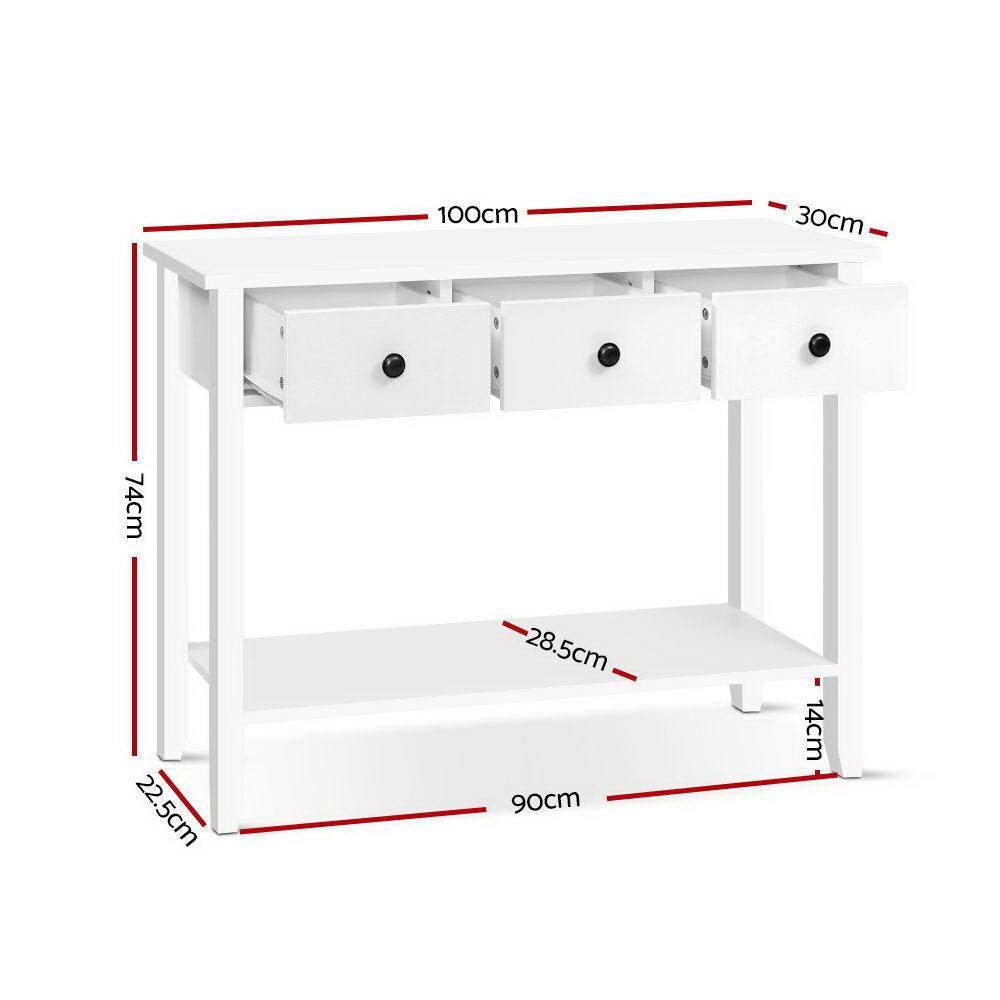 Hallway Console Table Hall Side Entry 3 Drawers Display White Desk Furniture - John Cootes